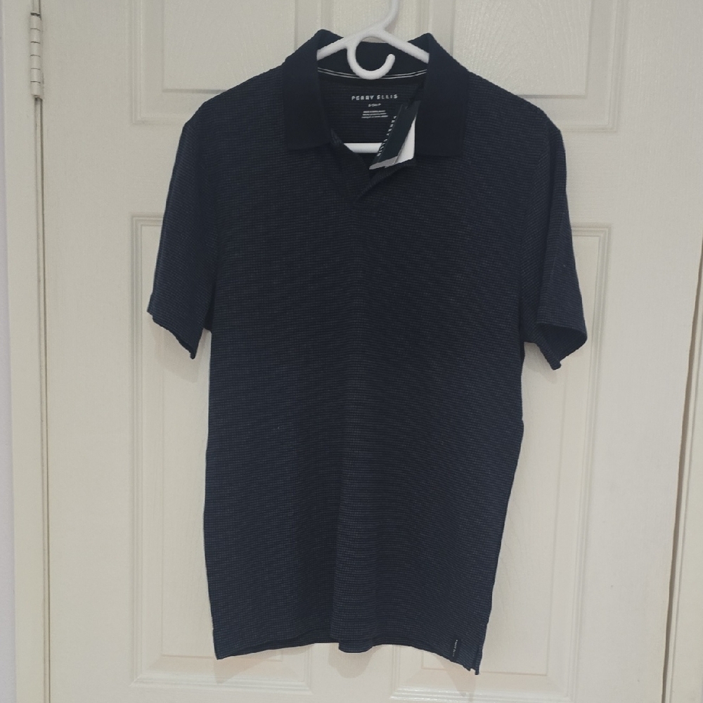 Perry Ellis Men's Dark Blue Polo Shirt NWT SIZE SMALL